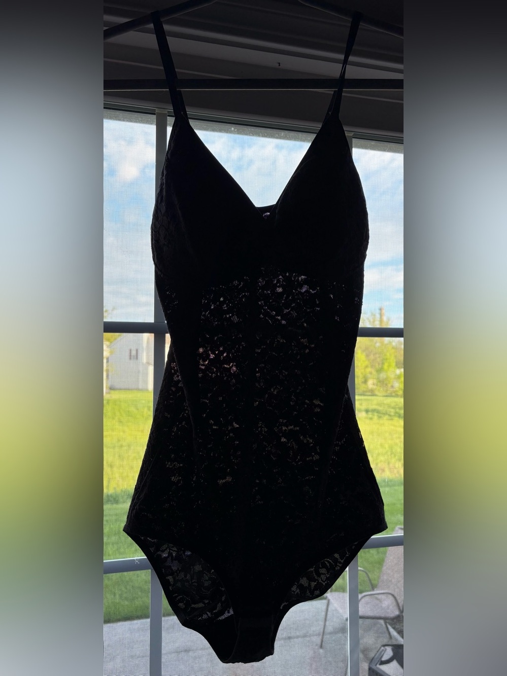 Black Lace One-Piece Bodysuit - Picture 6 of 13
